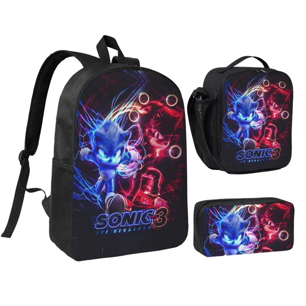 Sonices The H-edgehogs 3 3pecs/set Zaino per borse di tela per scuole superiori adolescenti Borsa per il pranzo Astuccio