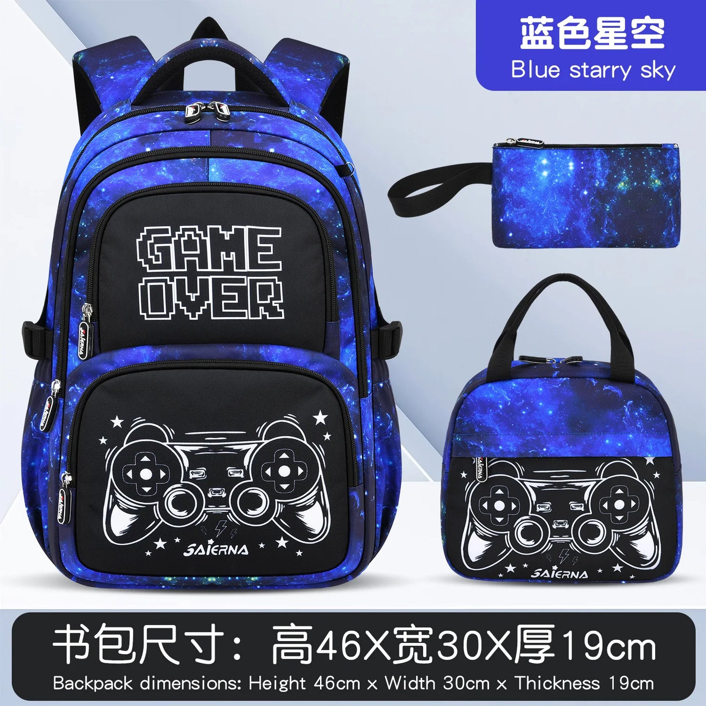 Set di 3 Zaini Scolastici per Bambini, Zaino per Ragazzi delle Elementari con Borsa per il Pranzo, Borsa per Libri, Mochila per Bambini