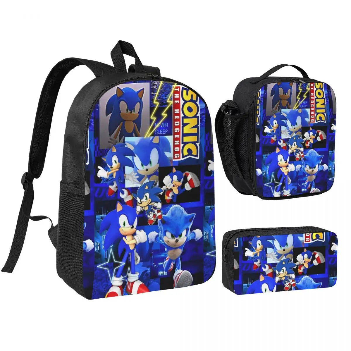 Sonices The H-edgehogs 3 3pecs/set Zaino per borse di tela per scuole superiori adolescenti Borsa per il pranzo Astuccio