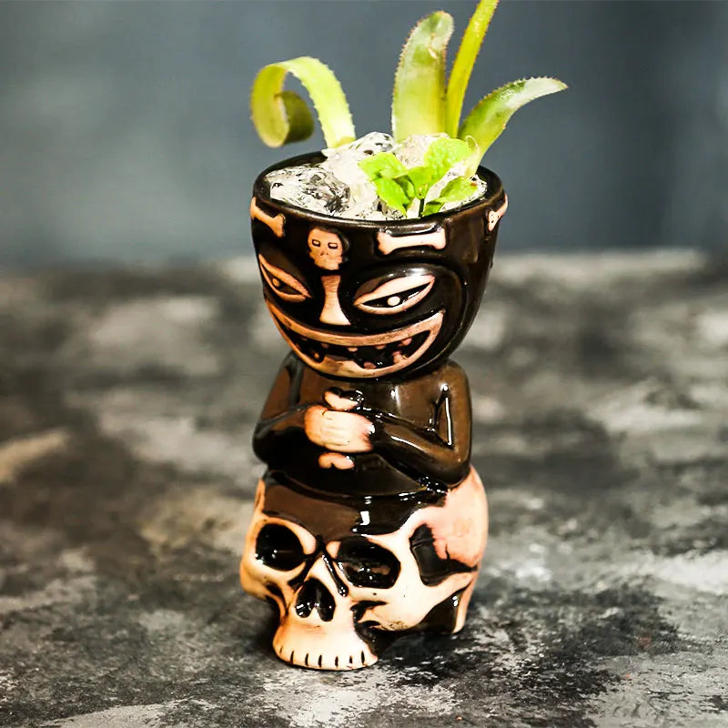 Tiki Tazze in ceramica hawaiana Luau Party Tazze Bicchieri, graziosi bicchieri da cocktail esotici, Tiki Bar