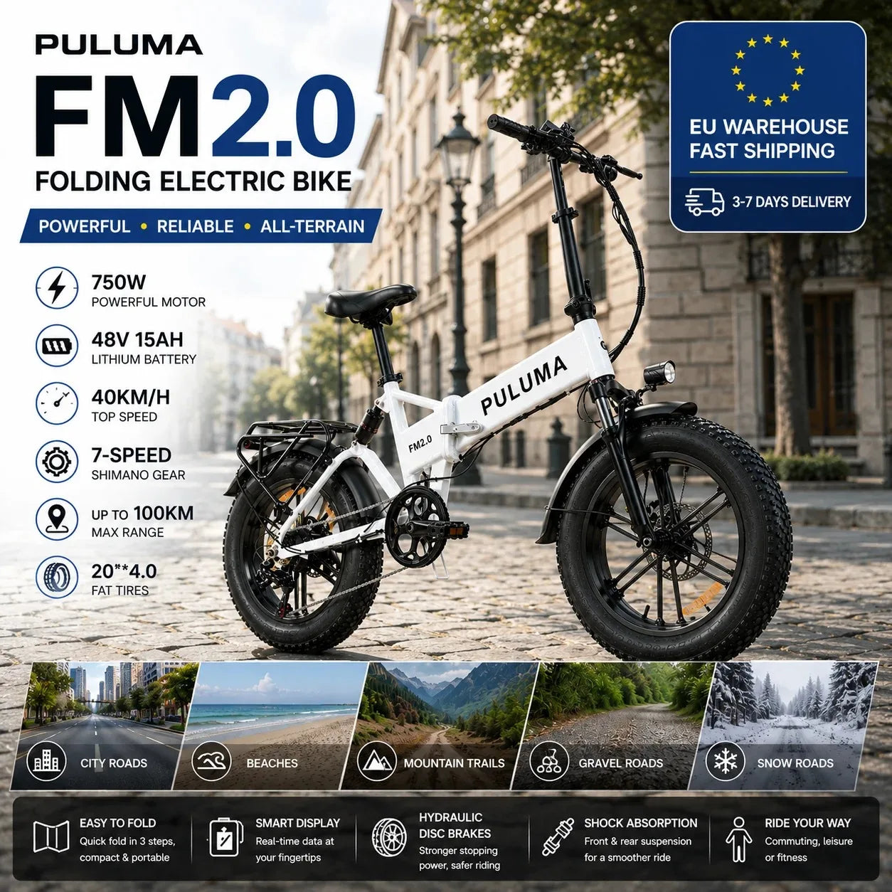 PULUMA E-Bike Pieghevole 750W