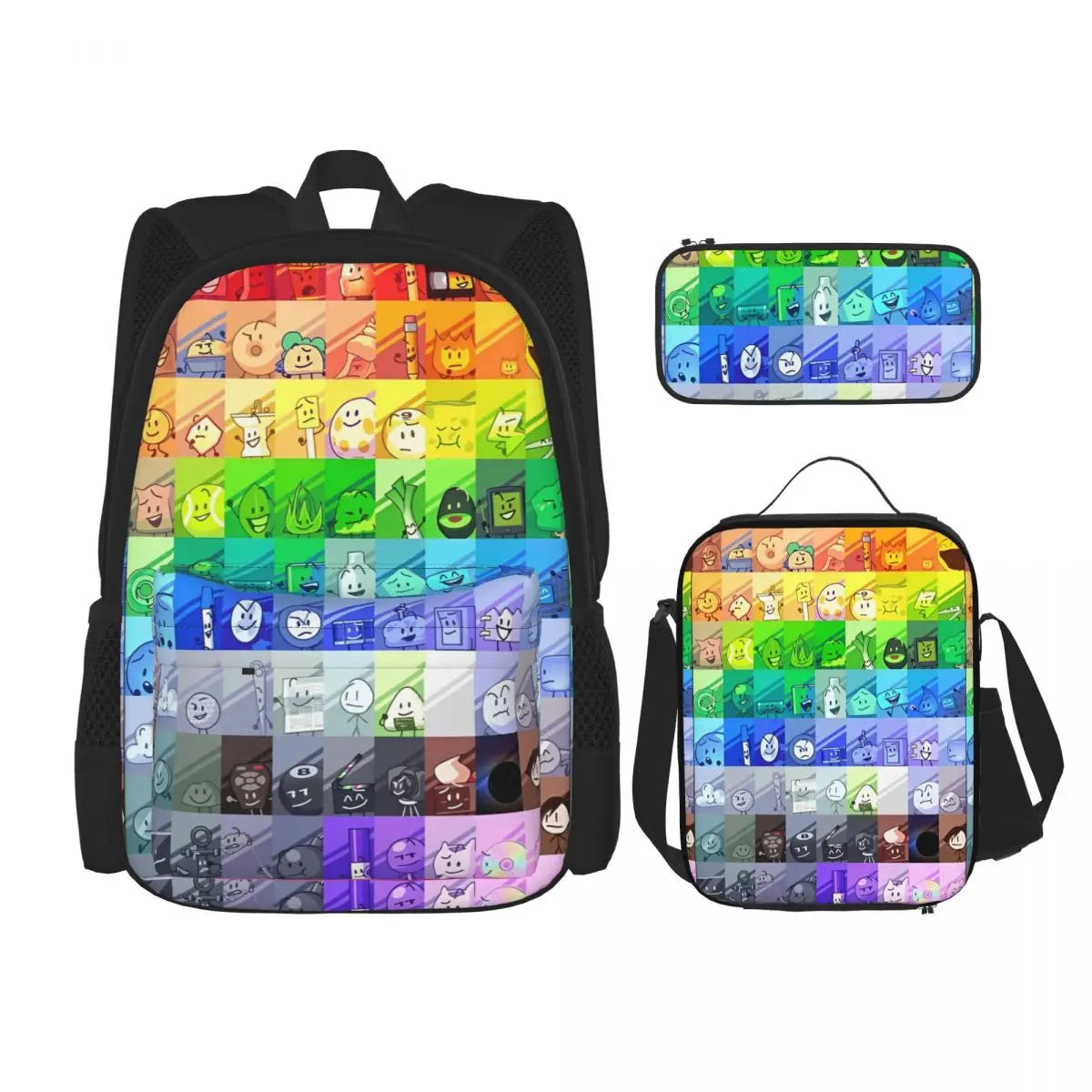 BFDI Battle For Dream Island 3pecs/set Zaino per studente College Borsa a tracolla Borsa per il pranzo Astuccio