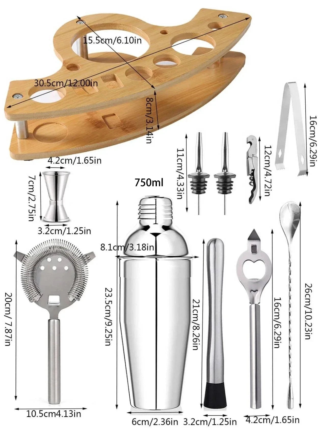 UPORS miscelatore per Cocktail Shaker in acciaio inossidabile Wine Martini Boston Shaker per barman Drink Party Bar Tools 550ML/750ML