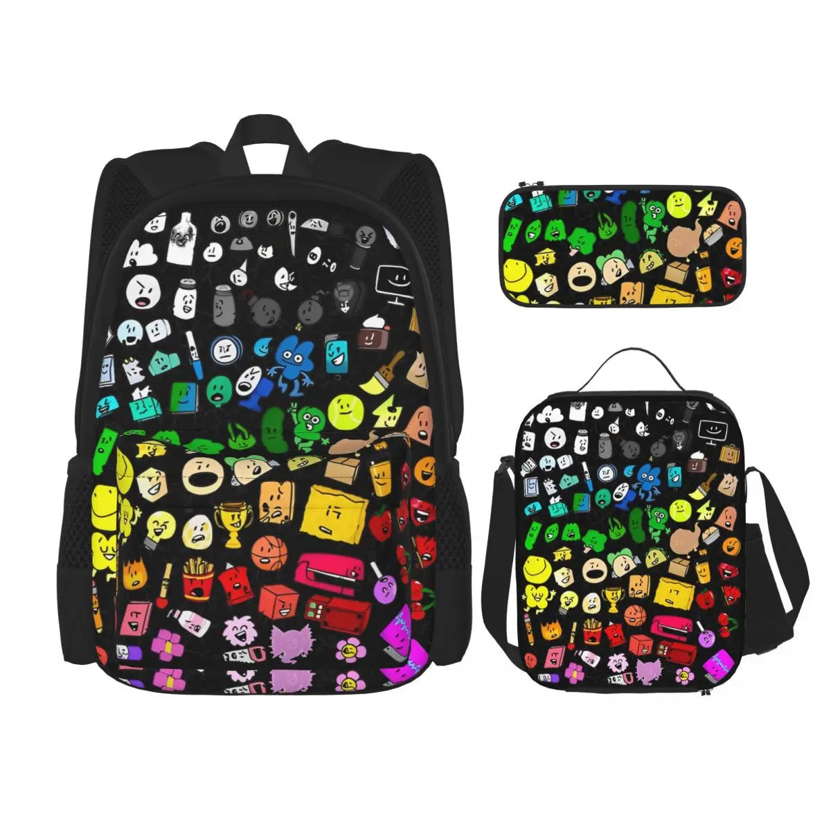 BFDI Battle For Dream Island 3pecs/set Zaino per studente College Borsa a tracolla Borsa per il pranzo Astuccio