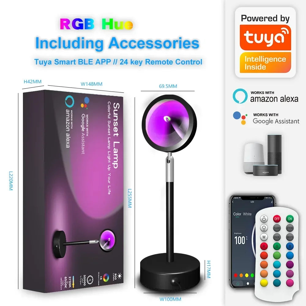 Smart LED Sunset Lamp Colorful change Bluetooth App Control Music Sync per la trasmissione di rete camera da letto Home Decor Rainbow Lamps