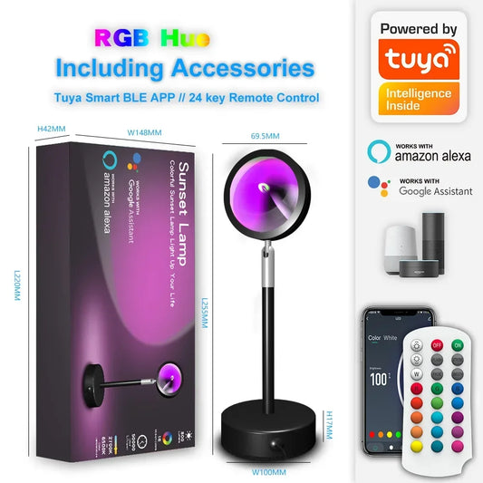 Smart LED Sunset Lamp Colorful change Bluetooth App Control Music Sync per la trasmissione di rete camera da letto Home Decor Rainbow Lamps