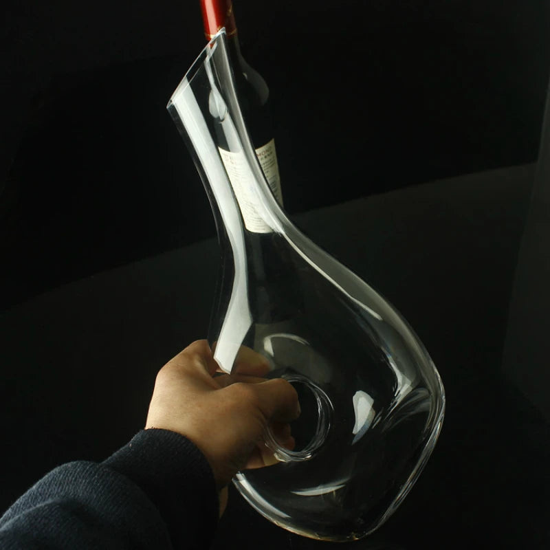 Decanter per vino rosso a Base piatta superiore da 1000ML versatore per vino in cristallo fatto a mano caraffa per acqua Premium apribottiglie per vino a parete addensato