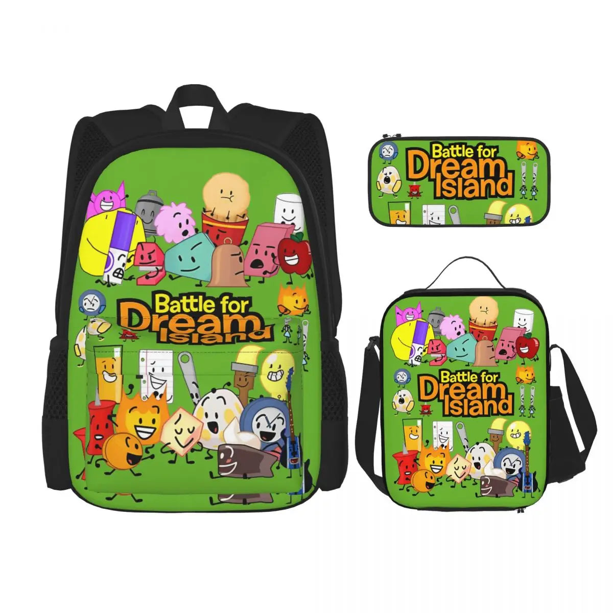 BFDI Battle For Dream Island 3pecs/set Zaino per studente College Borsa a tracolla Borsa per il pranzo Astuccio