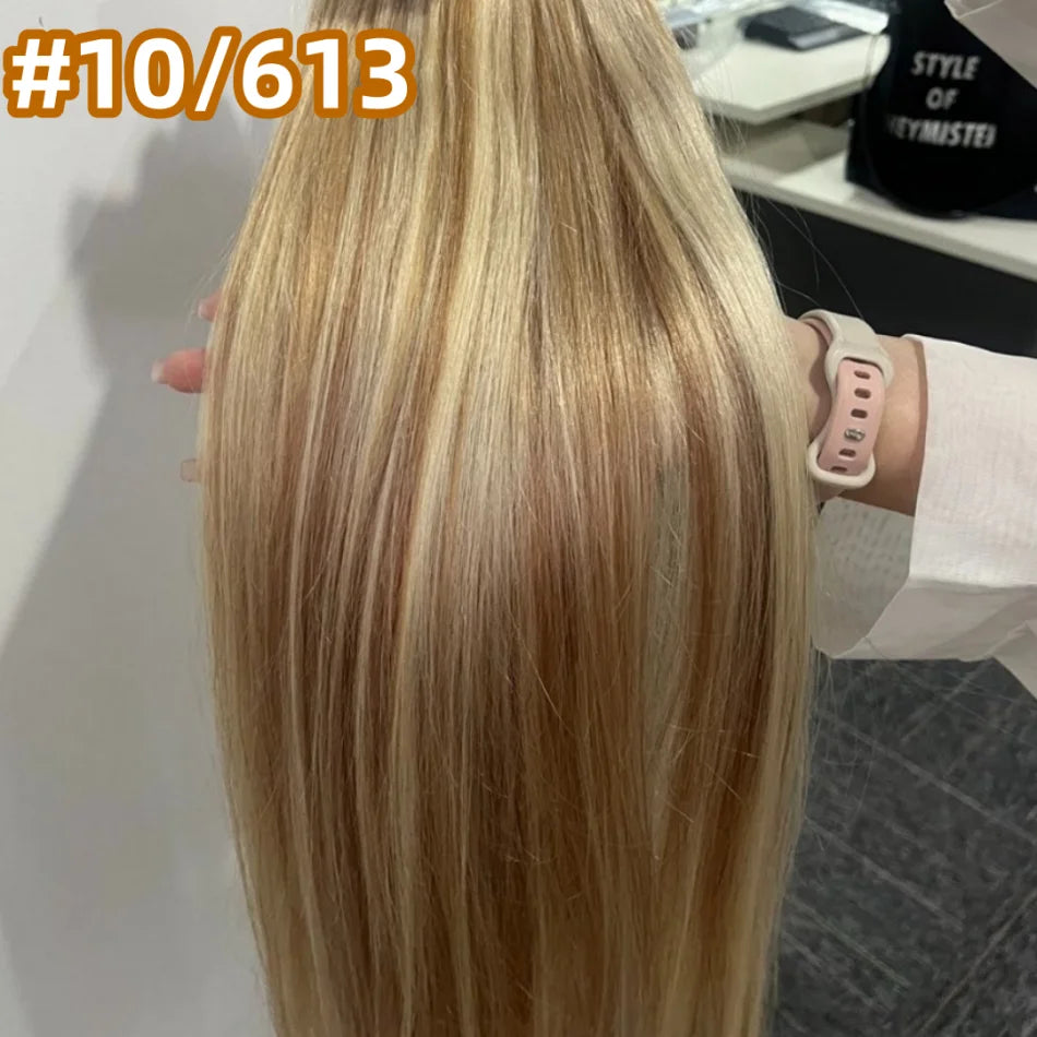Extension per Capelli Umani con Punta Piatta in Cheratina 18-30 Pollici, 100% Capelli Umani di Alta Qualità 12A, Estensioni Ombre Naturali
