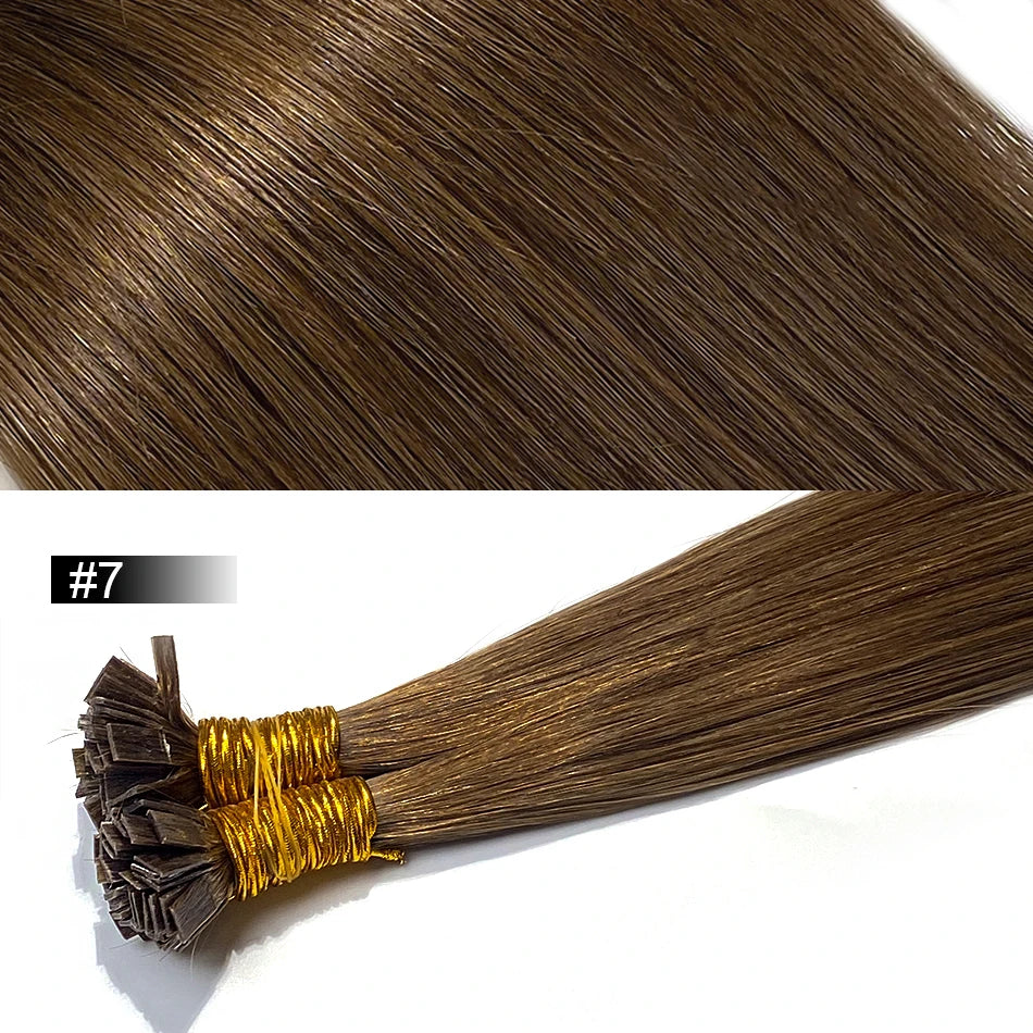 Extension per Capelli Umani con Punta Piatta in Cheratina 18-30 Pollici, 100% Capelli Umani di Alta Qualità 12A, Estensioni Ombre Naturali