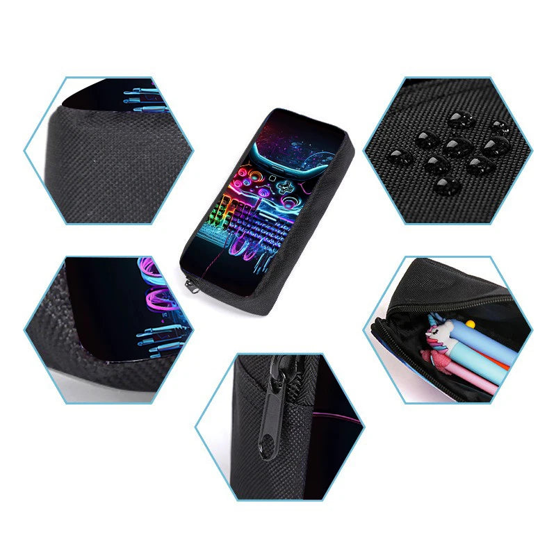 Set di 3 Zaini GamePad con Borsa a Tracolla, Astuccio e Zaino Scolastico per Ragazzi/Ragazze, Miglior Regalo, Zaini Scolastici 2D con Cartoni Animati