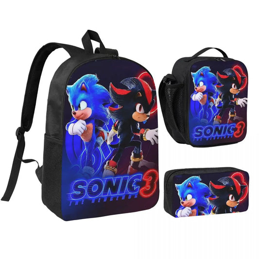 Sonices The H-edgehogs 3 3pecs/set Zaino per borse di tela per scuole superiori adolescenti Borsa per il pranzo Astuccio