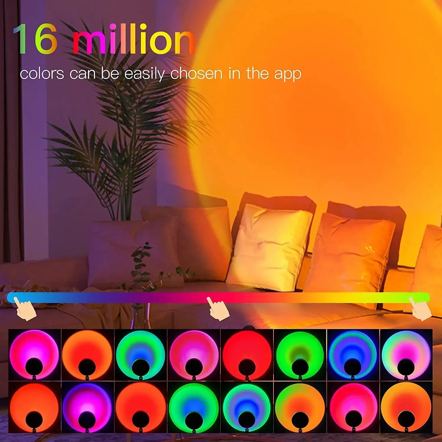 Smart LED Sunset Lamp Colorful change Bluetooth App Control Music Sync per la trasmissione di rete camera da letto Home Decor Rainbow Lamps