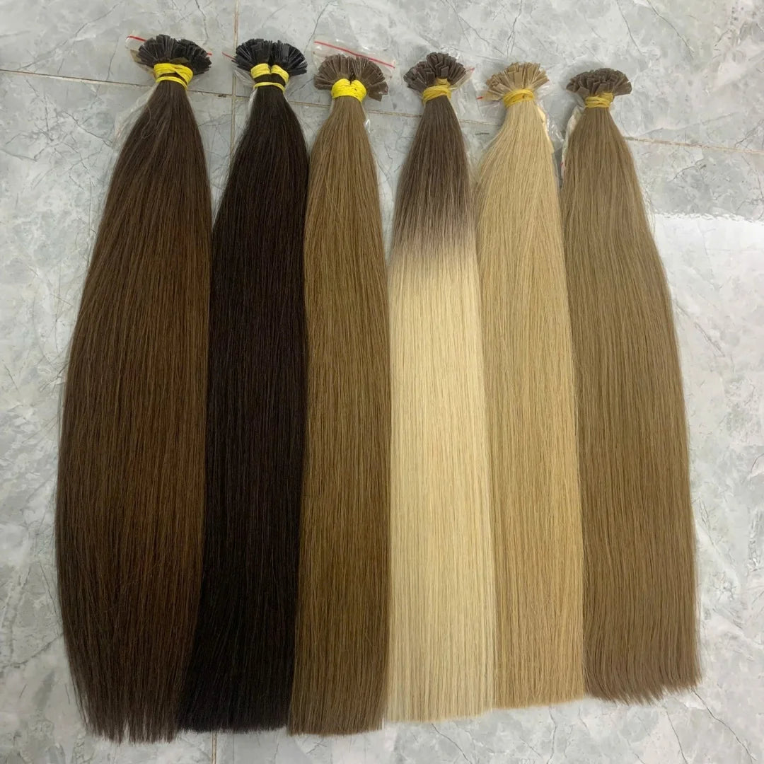 Extension per Capelli Umani con Punta Piatta in Cheratina 18-30 Pollici, 100% Capelli Umani di Alta Qualità 12A, Estensioni Ombre Naturali
