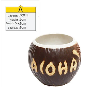 Tiki Tazze in ceramica hawaiana Luau Party Tazze Bicchieri, graziosi bicchieri da cocktail esotici, Tiki Bar