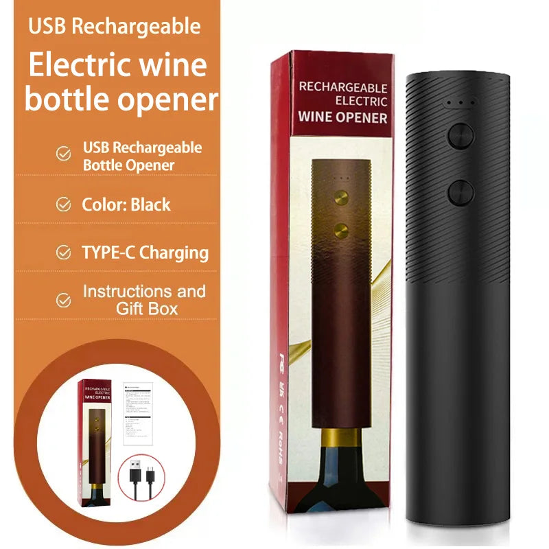 Apribottiglie elettrico per vino Cavatappi automatico per vino Apribottiglie ricaricabile Pulsante con un clic Strumenti per vino Bar Prodotti da cucina