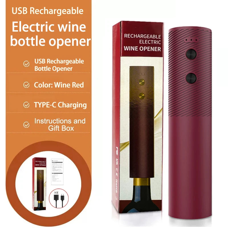Apribottiglie elettrico per vino Cavatappi automatico per vino Apribottiglie ricaricabile Pulsante con un clic Strumenti per vino Bar Prodotti da cucina