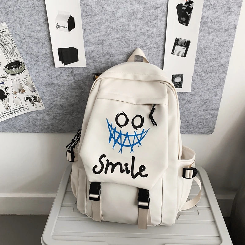 Zaino frontale tascabile, bookbag in nylon tinta unita stile preppy, borsa da scuola Kawaii con doppia maniglia di grande capacità