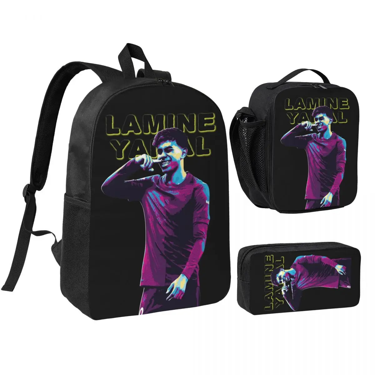 3pecs/set Calcio Numero 19 Lamine Y-Yamal Zaino per studente Borsa a tracolla per scuola superiore Borsa per il pranzo Astuccio