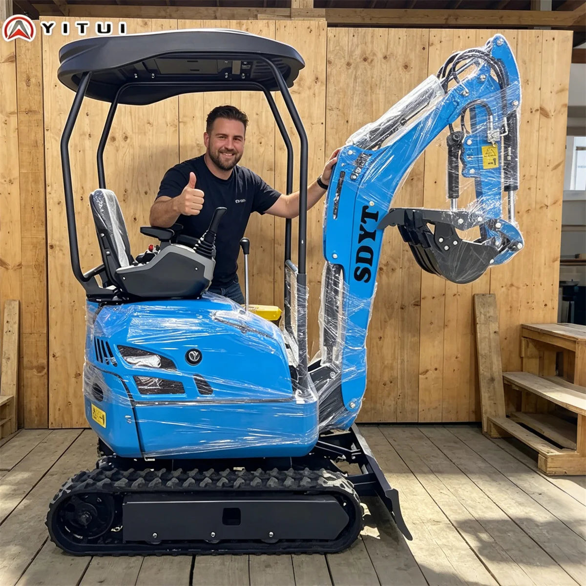 Mini Escavatore Multifunzionale da 1,2 Tonnellate con Vari Attrezzi Ausiliari, Cabina Personalizzata, Prezzo Scontato