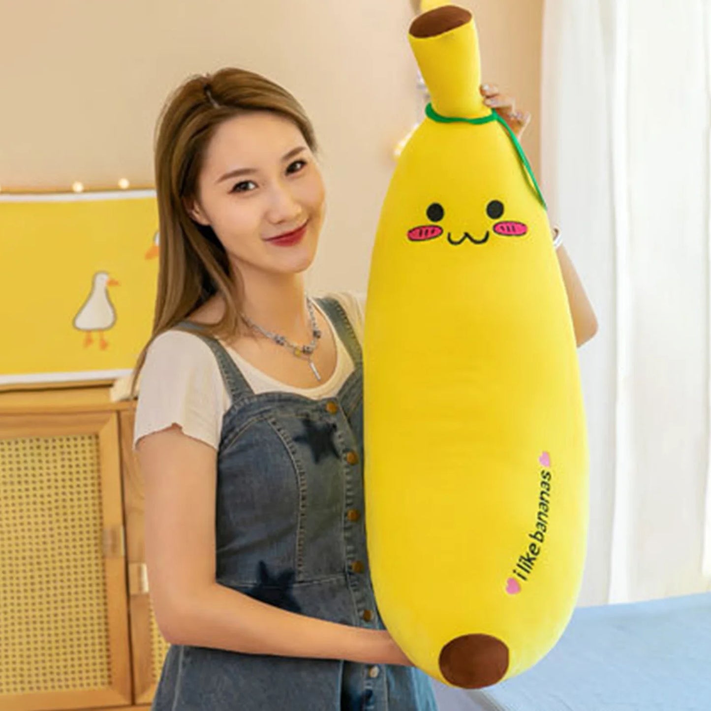 Cuscino di peluche morbido alla frutta Grande cuscino realistico a banana con cuscino regalo di San Valentino in peluche di cotone elasticizzato di cristallo