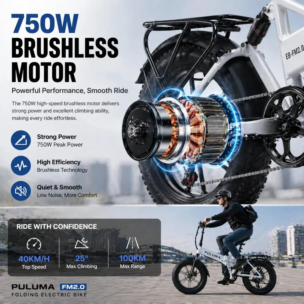 PULUMA E-Bike Pieghevole 750W