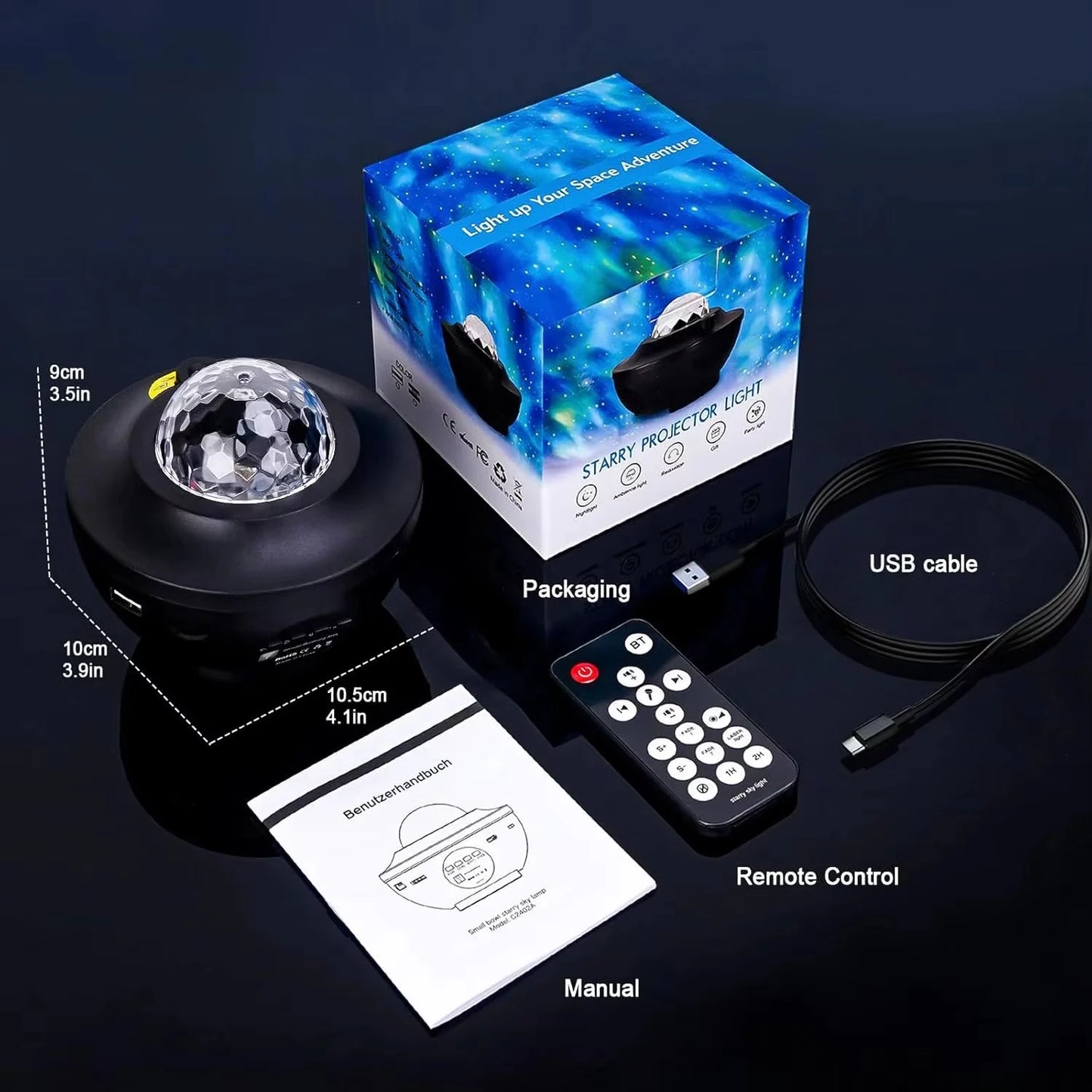 Proiettore LED Cielo Stellato e Galassia, Luce Notturna con Lettore Musicale BT, Telecomando, USB, Luce Ambientale Onde Oceaniche, Regalo di Compleanno per Bambini