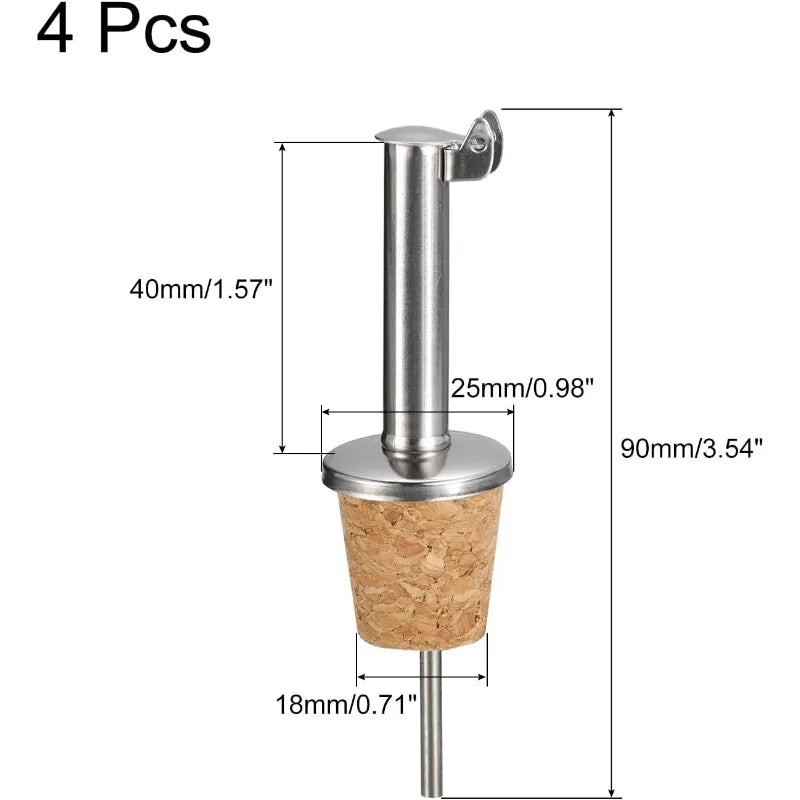 Versatori per bottiglie in acciaio inossidabile Beccuccio per olio d'oliva con ribaltamento automatico, tappi per bottiglie di vino con design in sughero, per liquidi, olio d'oliva, vino