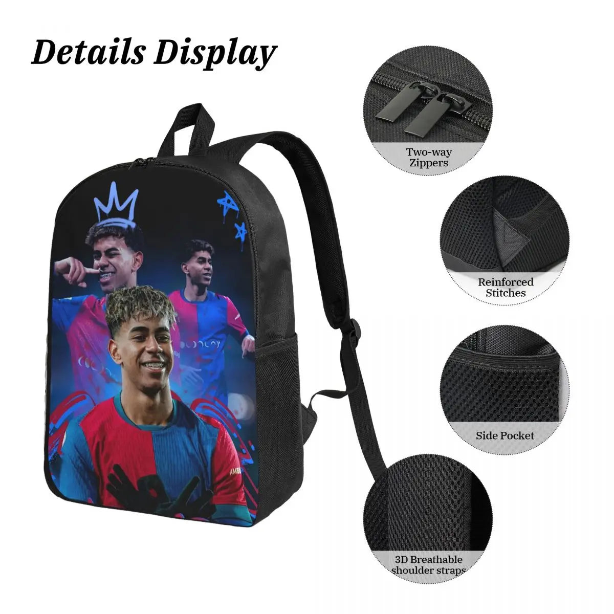 3pecs/set Calcio Numero 19 Lamine Y-Yamal Zaino per studente Borsa a tracolla per scuola superiore Borsa per il pranzo Astuccio