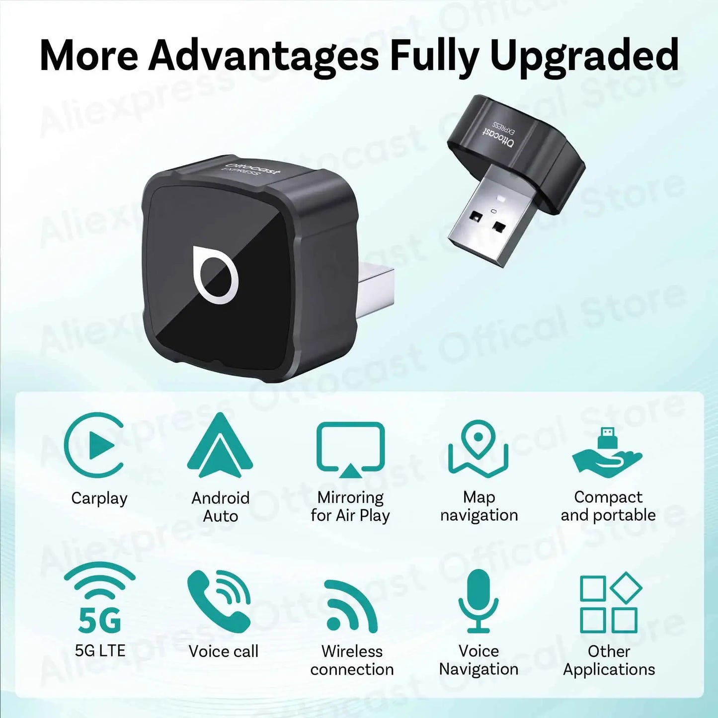 OTTOCAST Express MINI AIR Adattatore Cubo 3 in 1 4.0 Wireless CarPlay Android Auto per Mirroring Schermo iOS Accessori Auto 2026