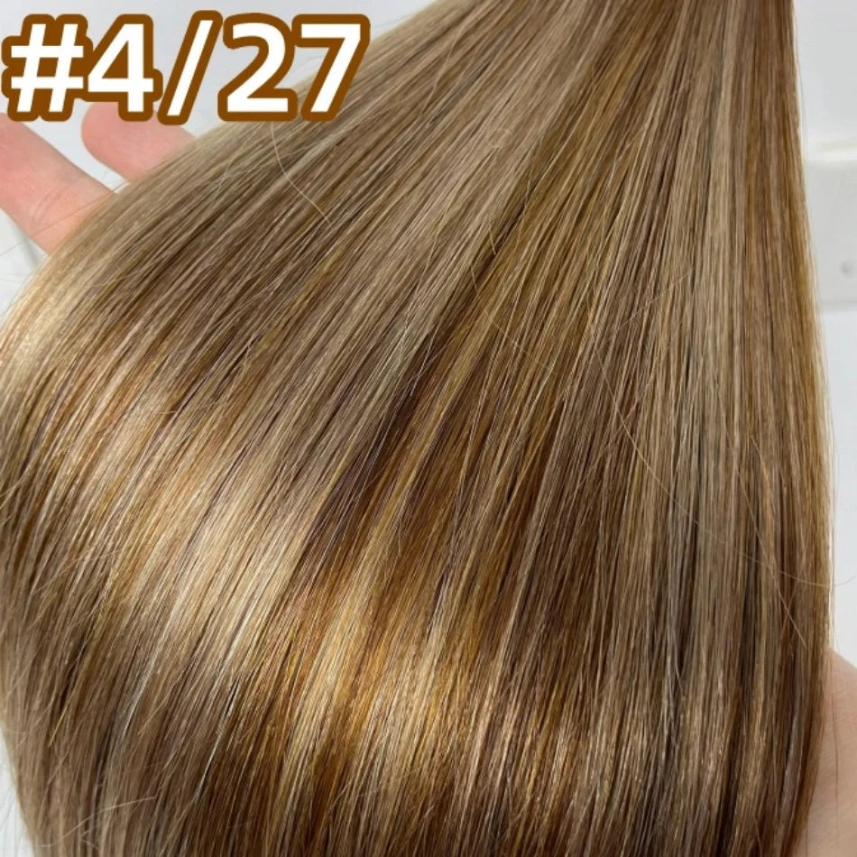 Extension per Capelli Umani con Punta Piatta in Cheratina 18-30 Pollici, 100% Capelli Umani di Alta Qualità 12A, Estensioni Ombre Naturali