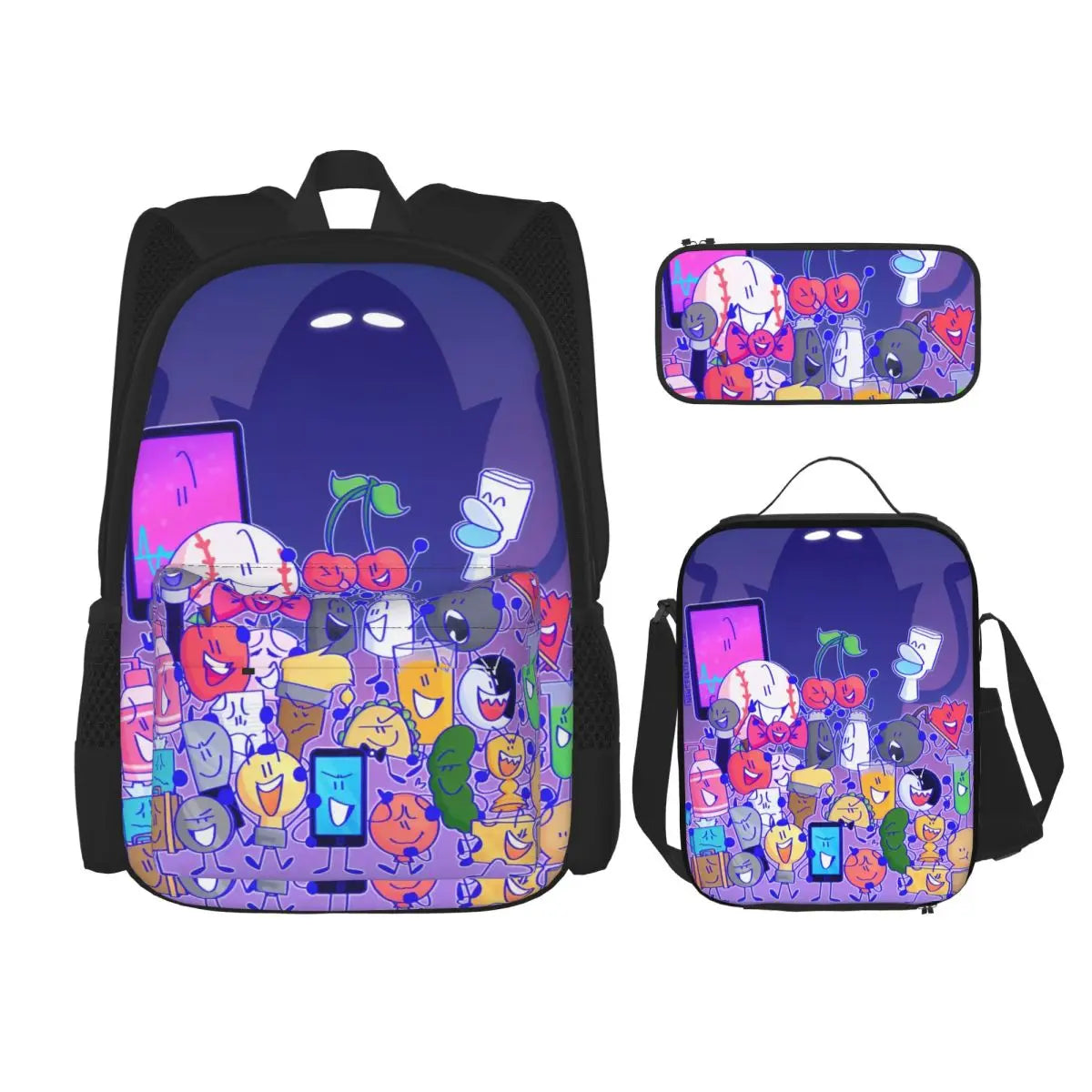 BFDI Battle For Dream Island 3pecs/set Zaino per studente College Borsa a tracolla Borsa per il pranzo Astuccio