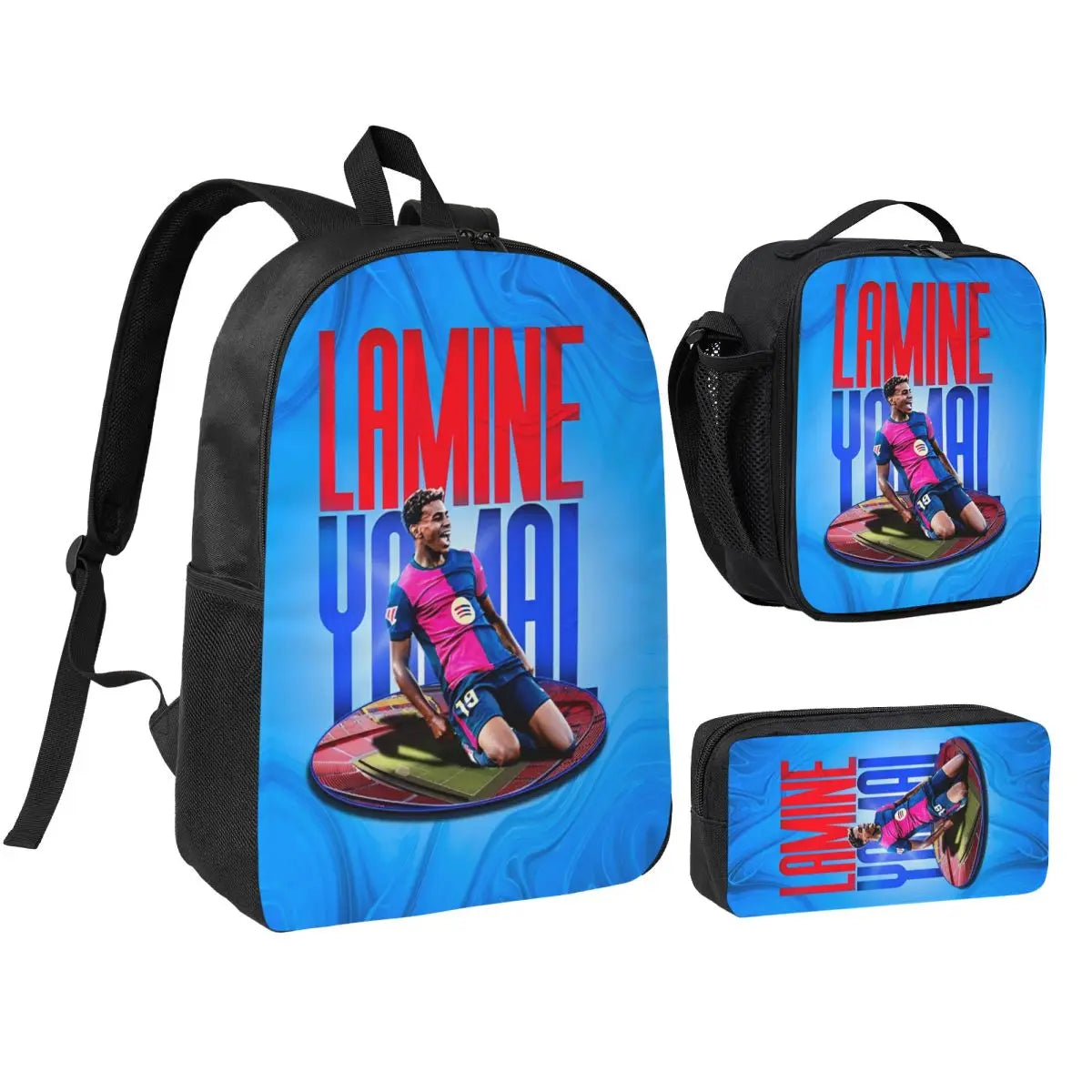 3pecs/set Numero 19 Lamine Y-Yamal Zaino per studente College Borsa a tracolla Borsa per il pranzo Astuccio