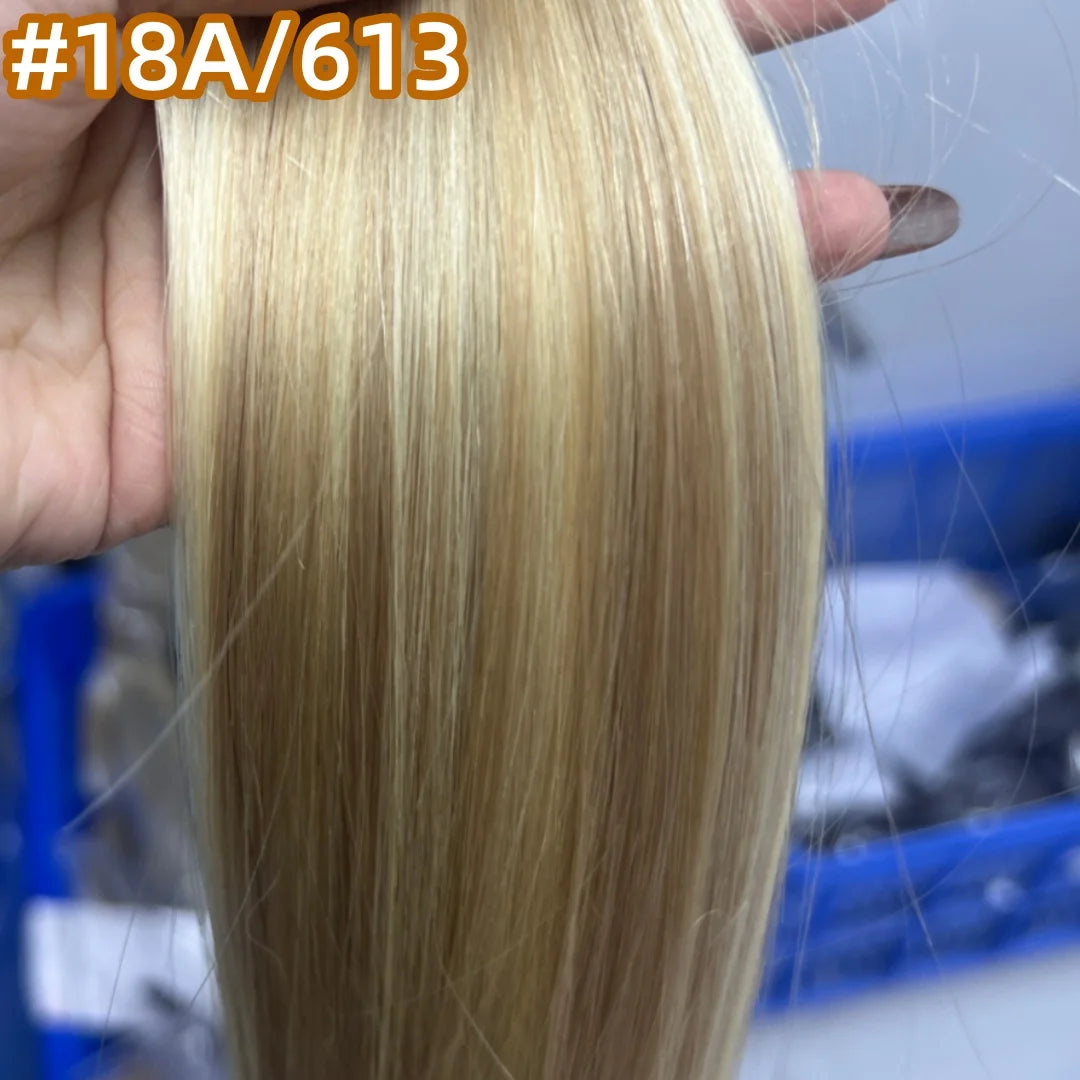 Extension per Capelli Umani con Punta Piatta in Cheratina 18-30 Pollici, 100% Capelli Umani di Alta Qualità 12A, Estensioni Ombre Naturali