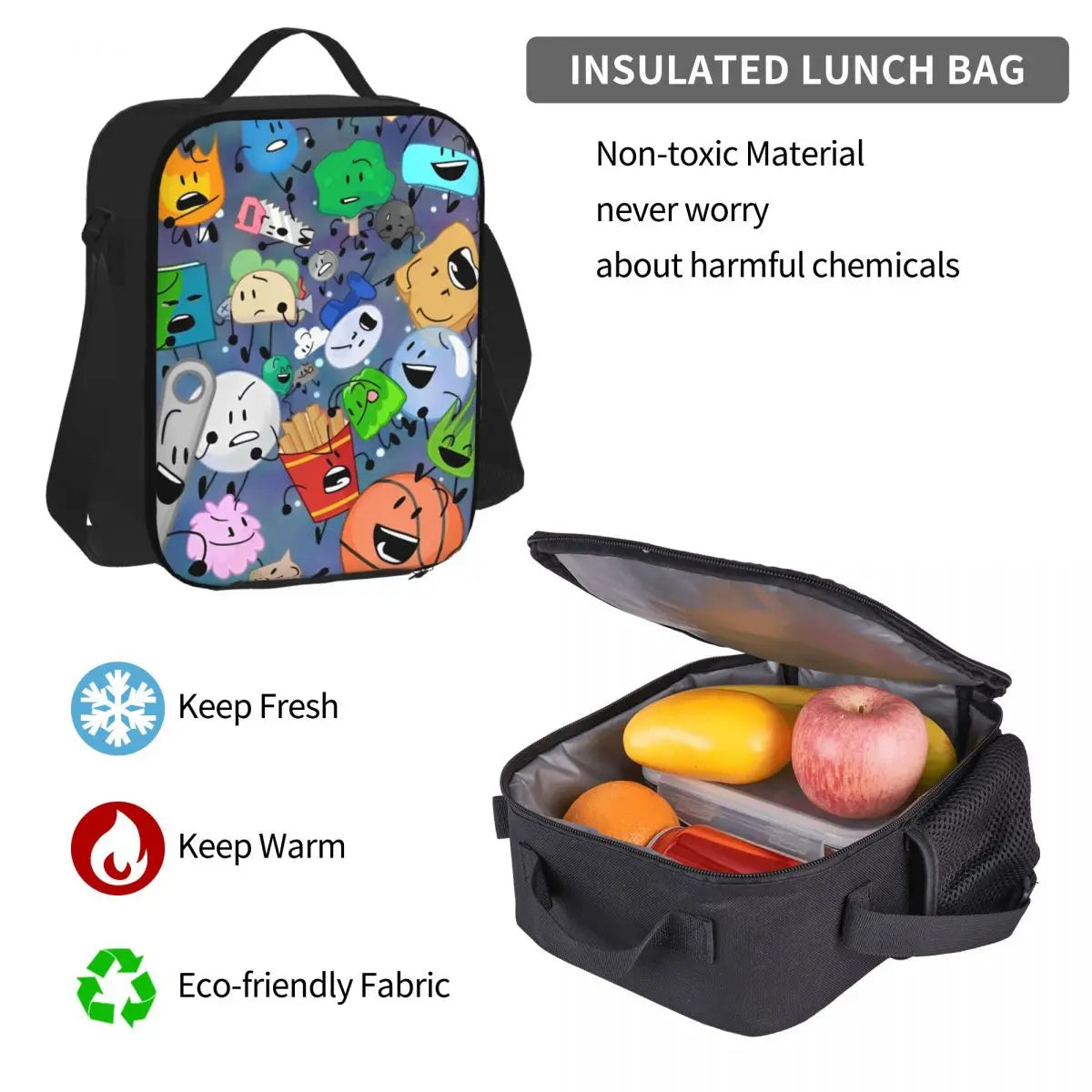 BFDI Battle For Dream Island 3pecs/set Zaino per studente College Borsa a tracolla Borsa per il pranzo Astuccio