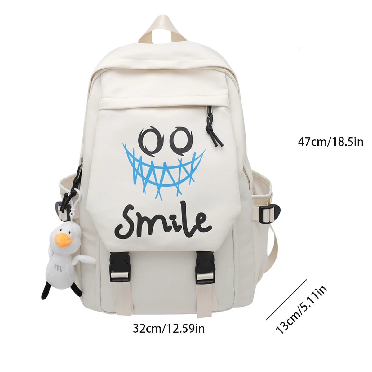 Zaino frontale tascabile, bookbag in nylon tinta unita stile preppy, borsa da scuola Kawaii con doppia maniglia di grande capacità