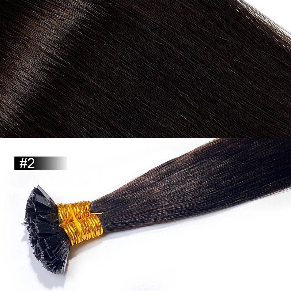 Extension per Capelli Umani con Punta Piatta in Cheratina 18-30 Pollici, 100% Capelli Umani di Alta Qualità 12A, Estensioni Ombre Naturali
