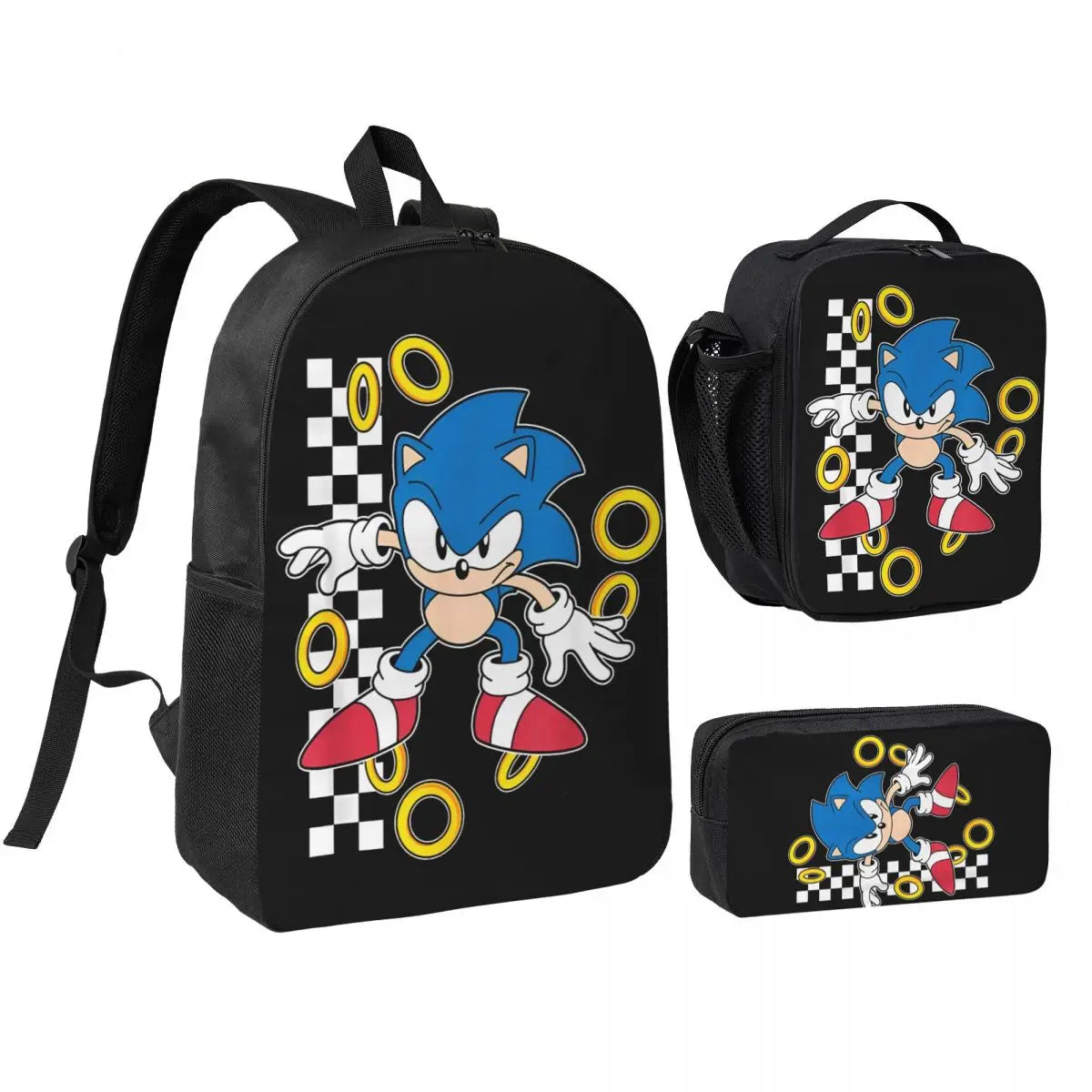Sonices The H-edgehogs 3 3pecs/set Zaino per borse di tela per scuole superiori adolescenti Borsa per il pranzo Astuccio