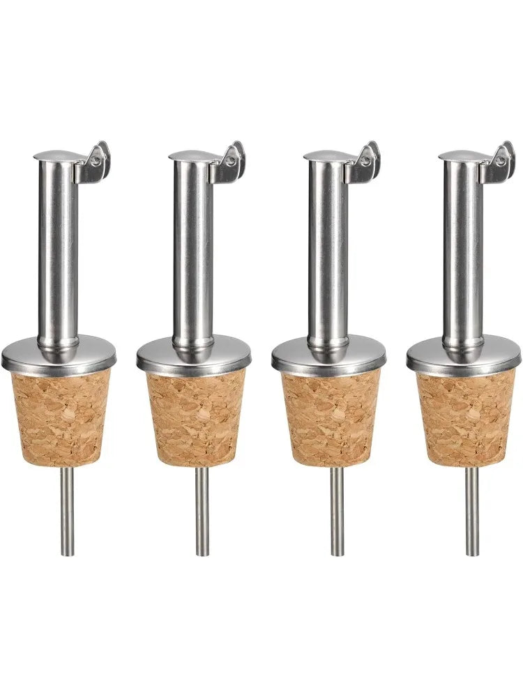 Versatori per bottiglie in acciaio inossidabile Beccuccio per olio d'oliva con ribaltamento automatico, tappi per bottiglie di vino con design in sughero, per liquidi, olio d'oliva, vino