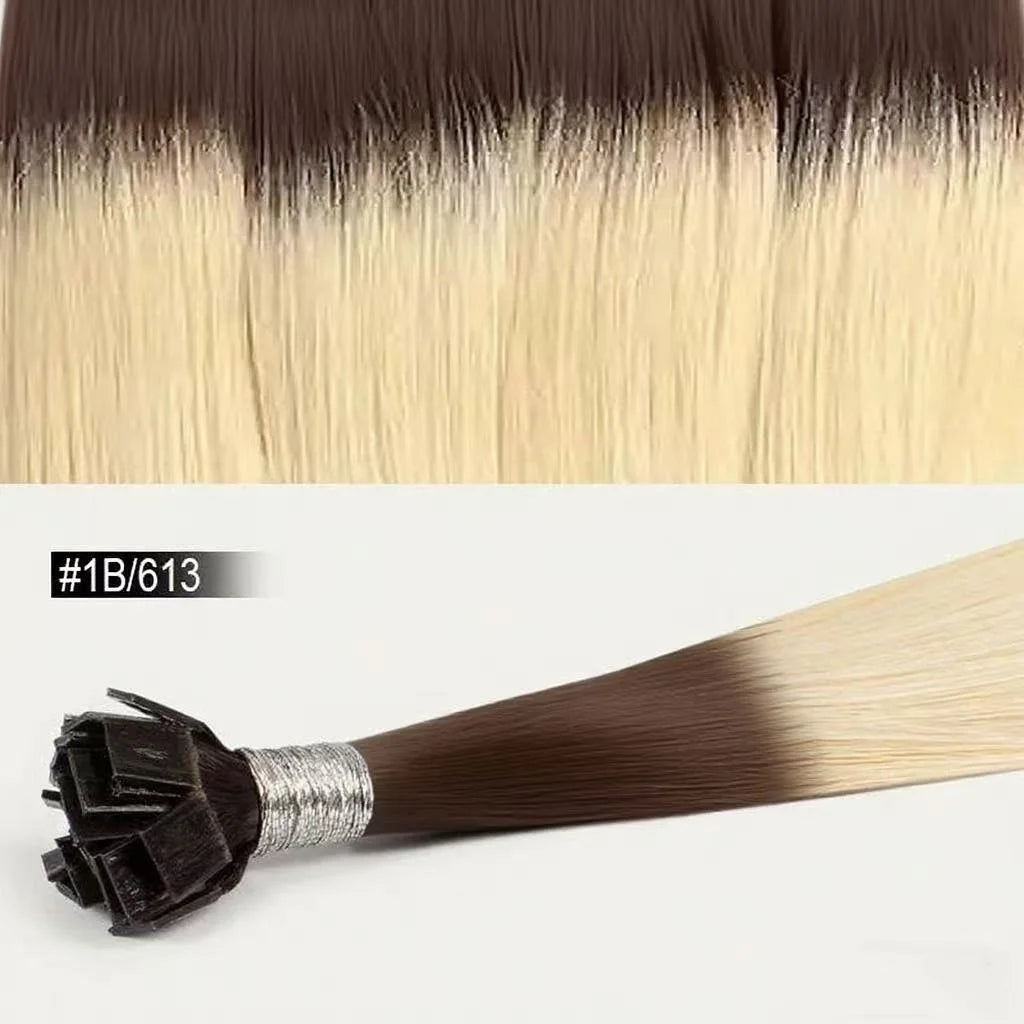 Extension per Capelli Umani con Punta Piatta in Cheratina 18-30 Pollici, 100% Capelli Umani di Alta Qualità 12A, Estensioni Ombre Naturali