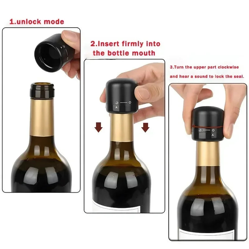 Tappo per bottiglia con chiusura rotante per vino rosso sottovuoto Tappo per bottiglia con tappo per vino frizzante Strumento per bar in sughero per vino rosso per uso domestico