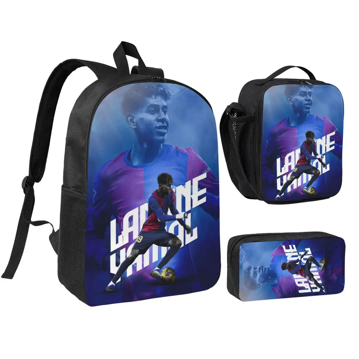 3pecs/set Calcio Numero 19 Lamine Y-Yamal Zaino per studente Borsa a tracolla per scuola superiore Borsa per il pranzo Astuccio