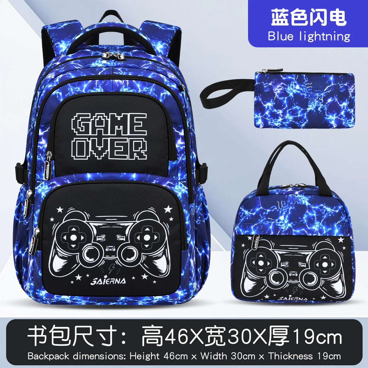 Set di 3 Zaini Scolastici per Bambini, Zaino per Ragazzi delle Elementari con Borsa per il Pranzo, Borsa per Libri, Mochila per Bambini