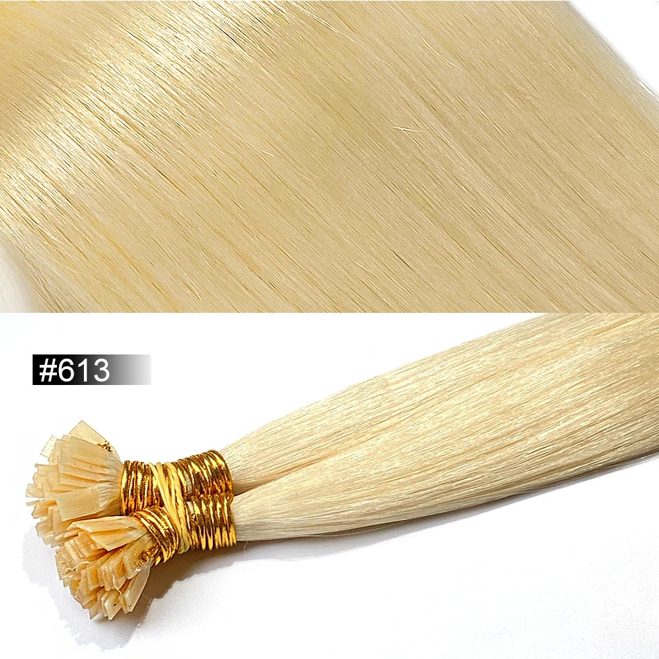 Extension per Capelli Umani con Punta Piatta in Cheratina 18-30 Pollici, 100% Capelli Umani di Alta Qualità 12A, Estensioni Ombre Naturali