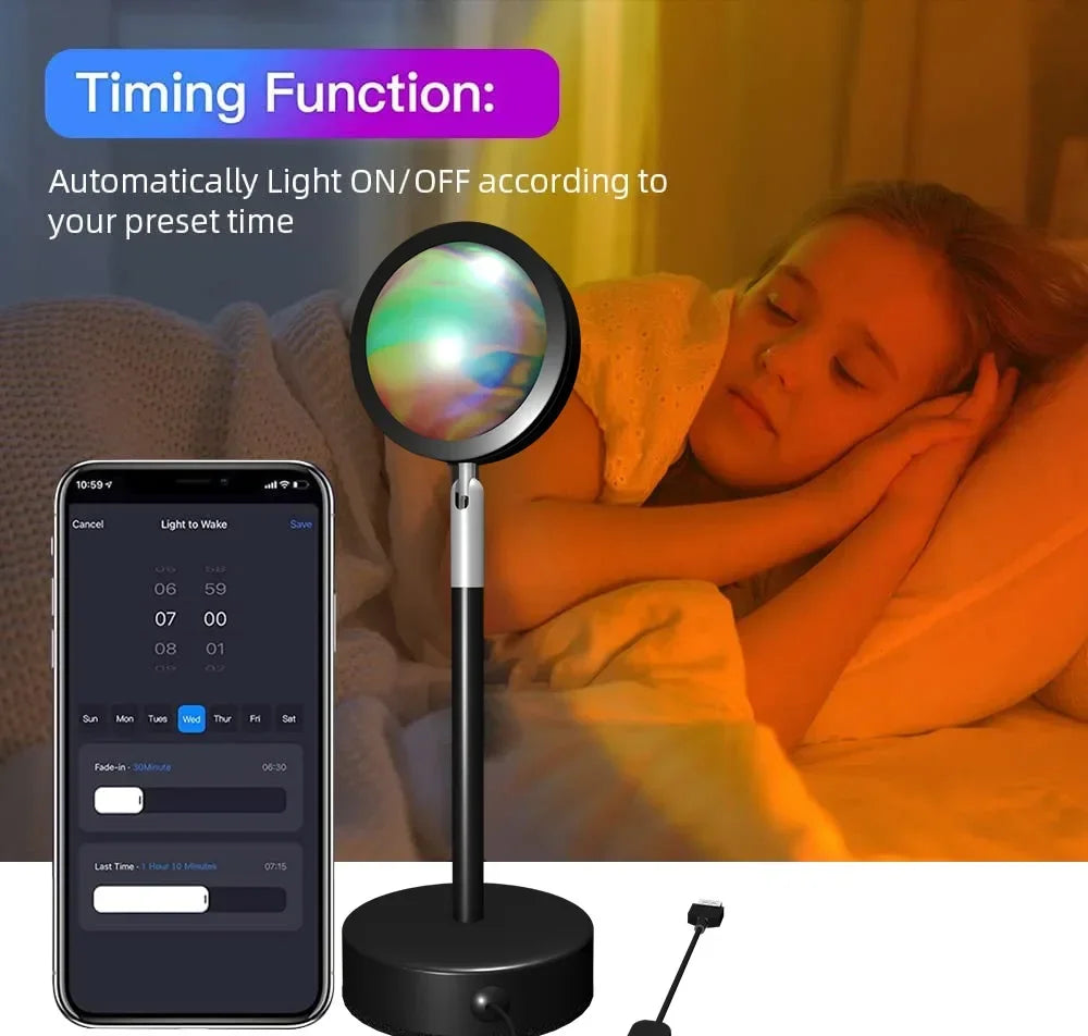 Smart LED Sunset Lamp Colorful change Bluetooth App Control Music Sync per la trasmissione di rete camera da letto Home Decor Rainbow Lamps