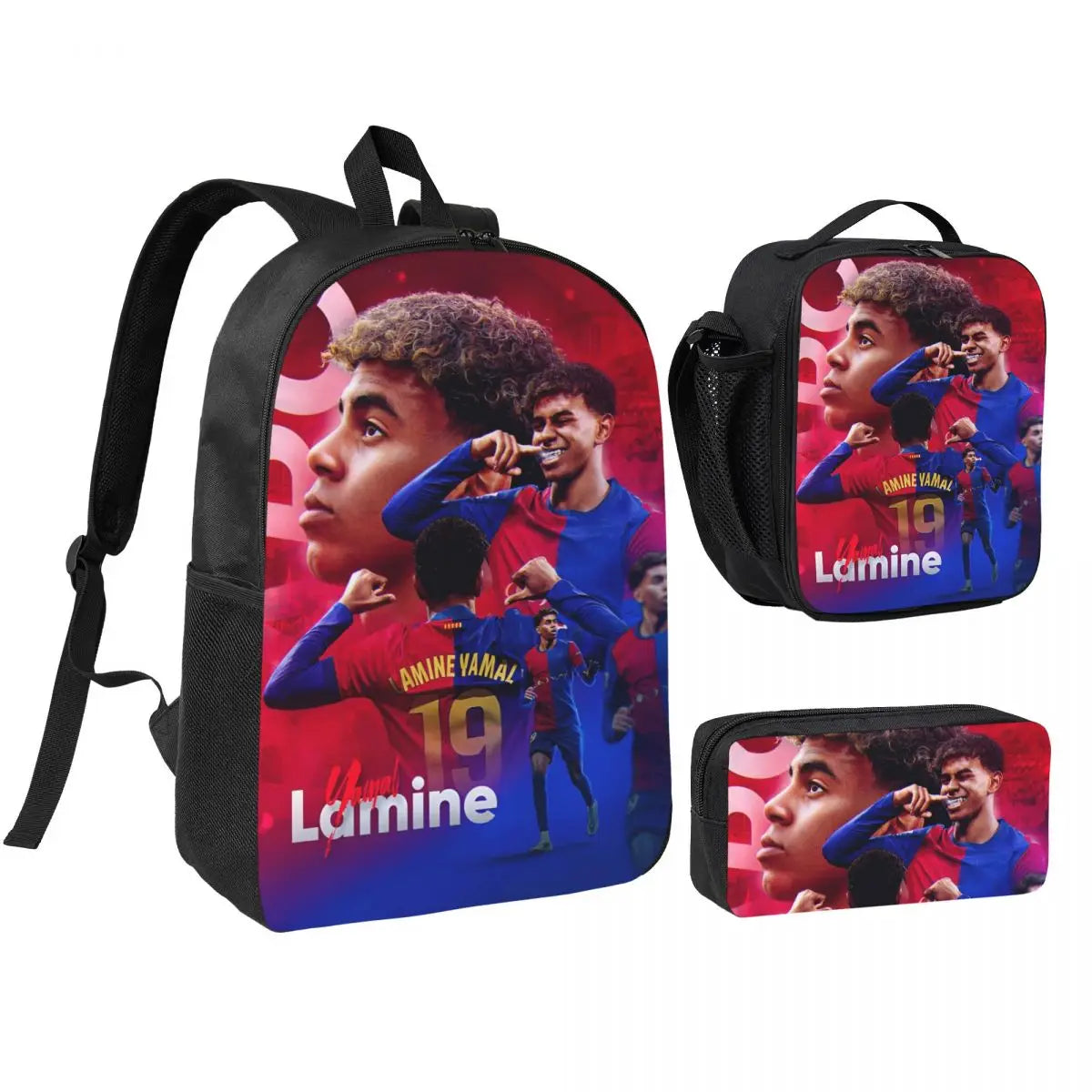 3pecs/set Numero 19 Lamine Y-Yamal Zaino per studente College Borsa a tracolla Borsa per il pranzo Astuccio