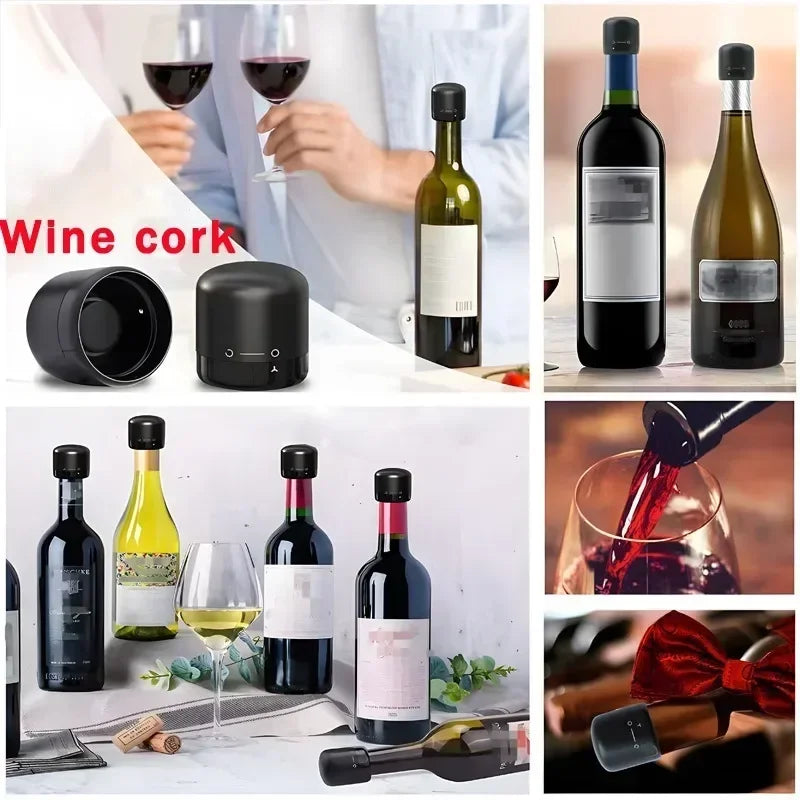 Tappo per bottiglia con chiusura rotante per vino rosso sottovuoto Tappo per bottiglia con tappo per vino frizzante Strumento per bar in sughero per vino rosso per uso domestico
