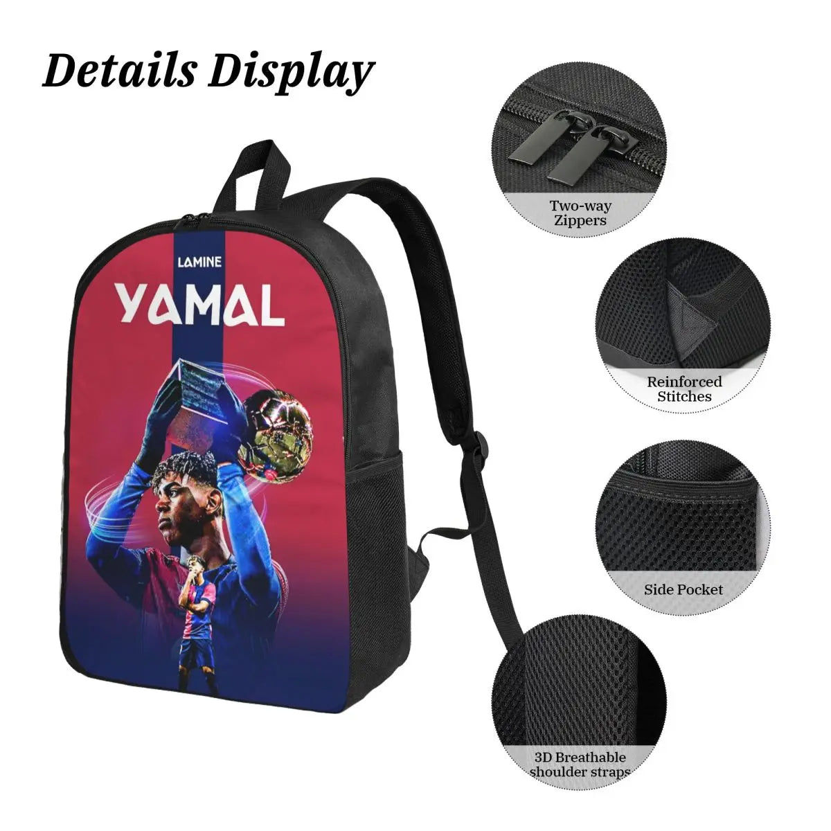 3pecs/set Lamine Y-Yamal Zaino da calcio per studenti Borsa a tracolla ad alta capacità Borsa da pranzo Astuccio