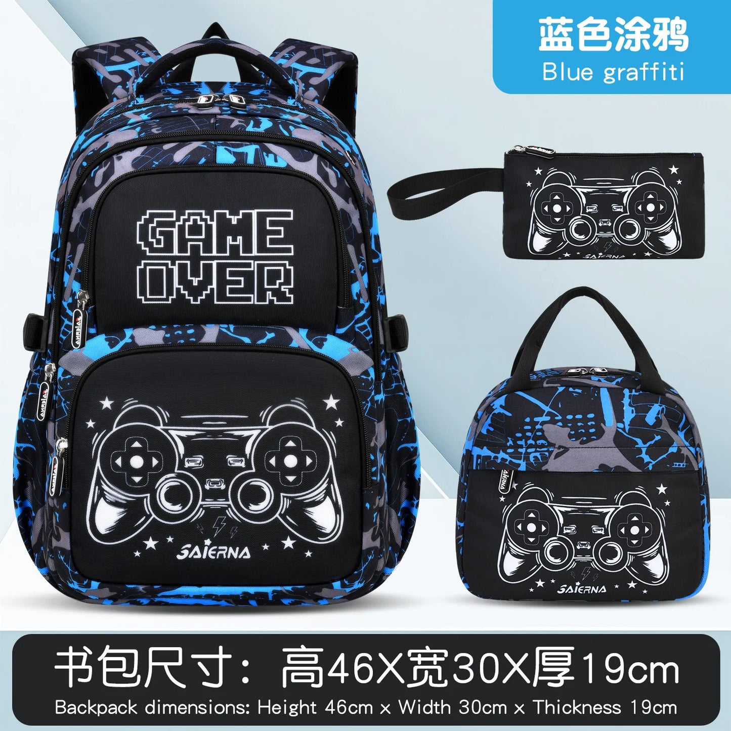 Set di 3 Zaini Scolastici per Bambini, Zaino per Ragazzi delle Elementari con Borsa per il Pranzo, Borsa per Libri, Mochila per Bambini