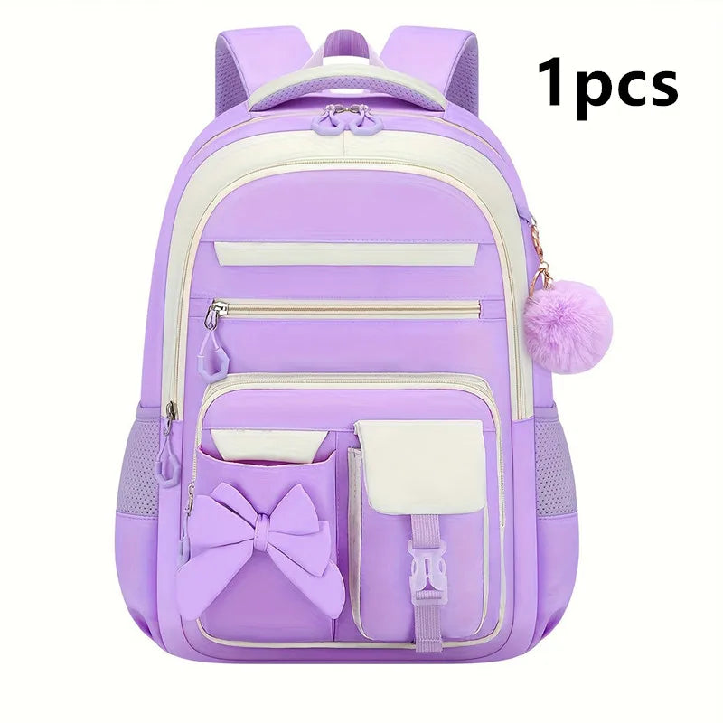 Set di 3 Pezzi: Zaini Scolastici Elementari di Grande Capacità, Carini per Ragazze delle Scuole Medie con Astuccio e Set Porta Pranzo